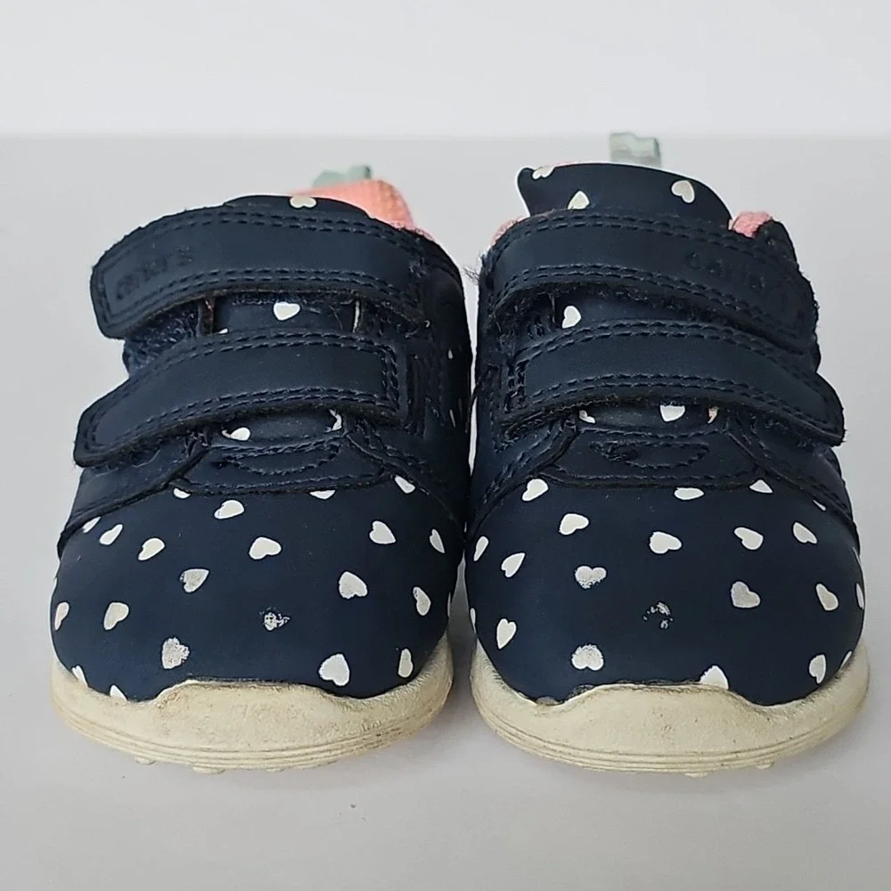 Carter's Every Step Baby Girls Relay Sneaker Blue White Hearts Size 3 1848